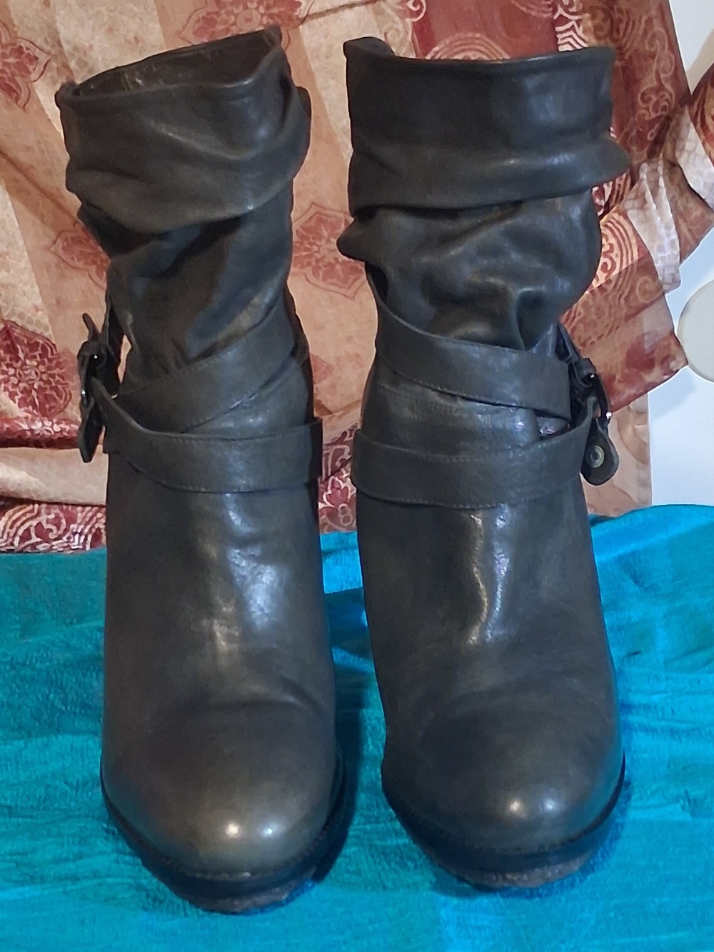 Stuart Weitzman Black Slouchy Buckle Ankle Boots
